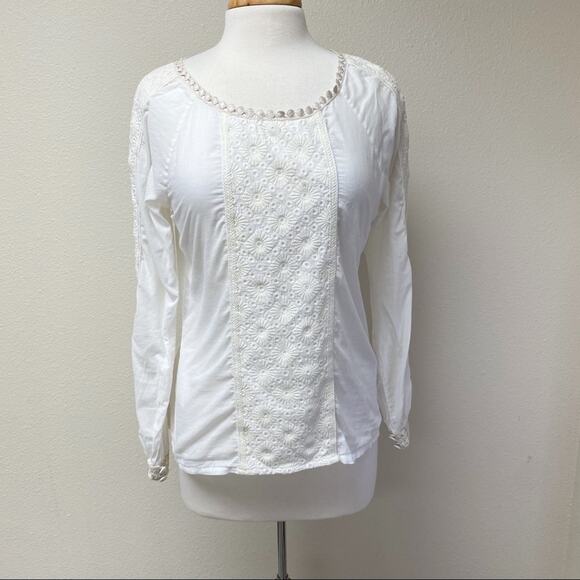 Tory Burch Embroidered Top White Size 6 - Picture 1 of 9